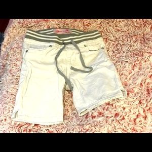 Girls white elastic tie waist shorts